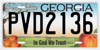 GA license plate PVD2136