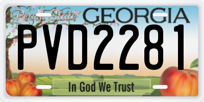 GA license plate PVD2281