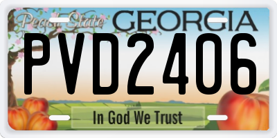 GA license plate PVD2406