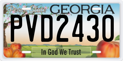 GA license plate PVD2430