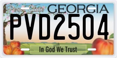 GA license plate PVD2504