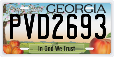 GA license plate PVD2693