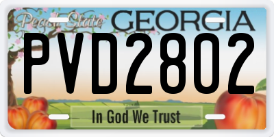 GA license plate PVD2802