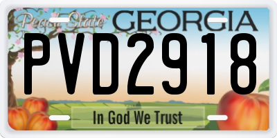 GA license plate PVD2918