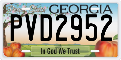 GA license plate PVD2952