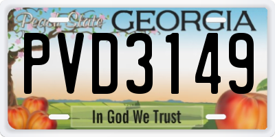 GA license plate PVD3149