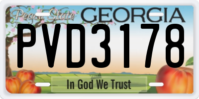 GA license plate PVD3178