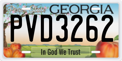 GA license plate PVD3262