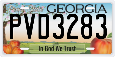GA license plate PVD3283