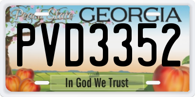GA license plate PVD3352