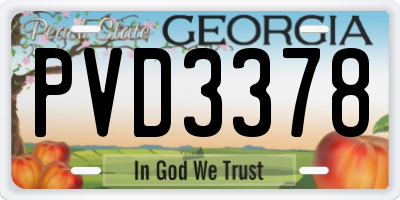 GA license plate PVD3378