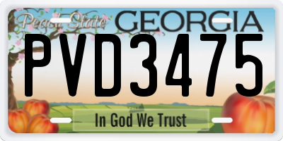 GA license plate PVD3475