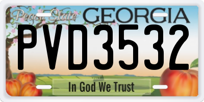 GA license plate PVD3532