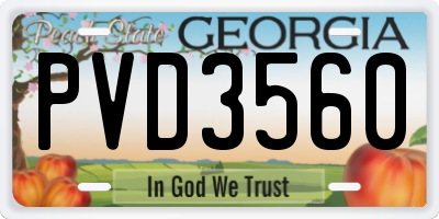 GA license plate PVD3560
