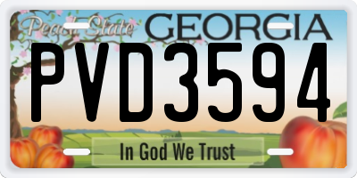 GA license plate PVD3594