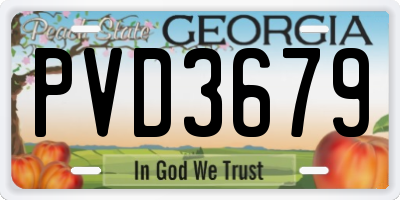 GA license plate PVD3679