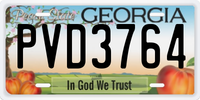 GA license plate PVD3764