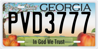 GA license plate PVD3777