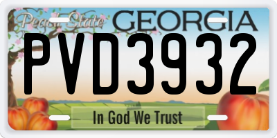 GA license plate PVD3932