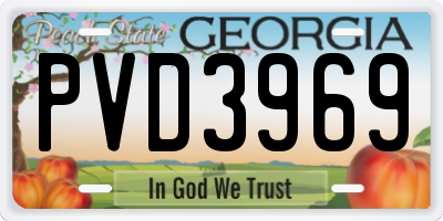 GA license plate PVD3969
