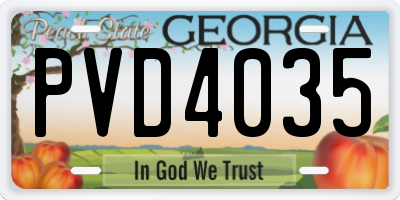 GA license plate PVD4035