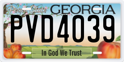 GA license plate PVD4039