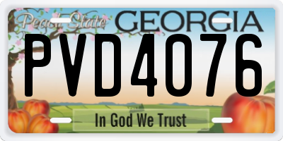 GA license plate PVD4076