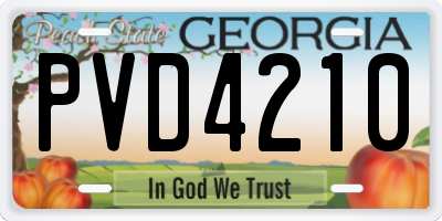 GA license plate PVD4210
