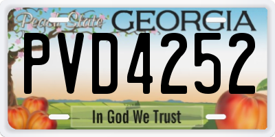 GA license plate PVD4252