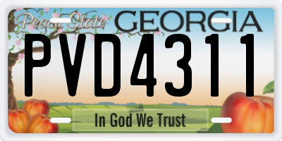 GA license plate PVD4311