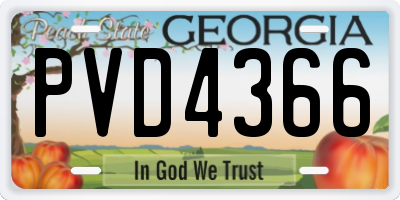 GA license plate PVD4366