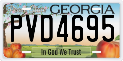 GA license plate PVD4695