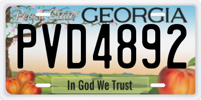 GA license plate PVD4892