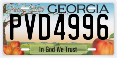 GA license plate PVD4996