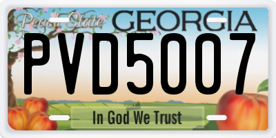 GA license plate PVD5007