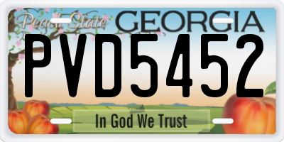 GA license plate PVD5452