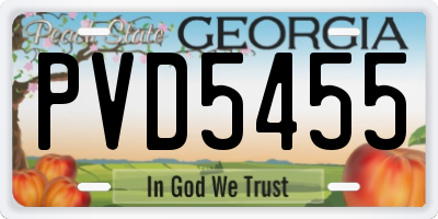 GA license plate PVD5455