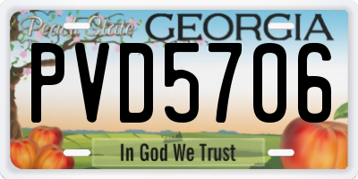 GA license plate PVD5706