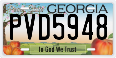 GA license plate PVD5948