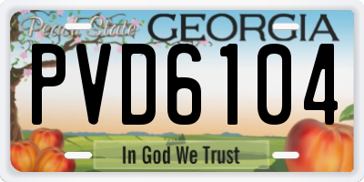 GA license plate PVD6104