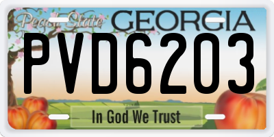 GA license plate PVD6203