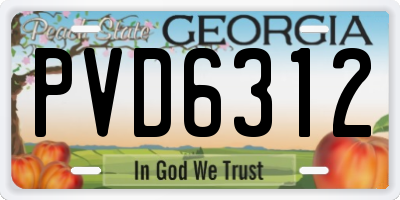 GA license plate PVD6312