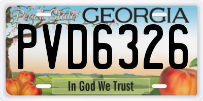 GA license plate PVD6326