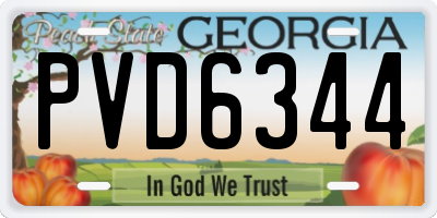 GA license plate PVD6344