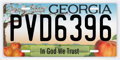 GA license plate PVD6396