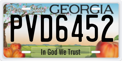 GA license plate PVD6452