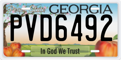 GA license plate PVD6492