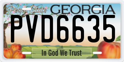 GA license plate PVD6635