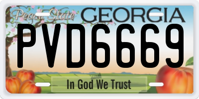 GA license plate PVD6669