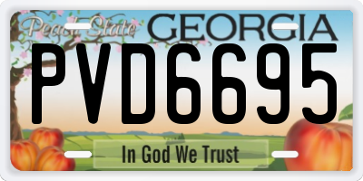 GA license plate PVD6695